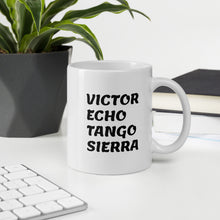 Load image into Gallery viewer, VETS Black letter Coffee mug

