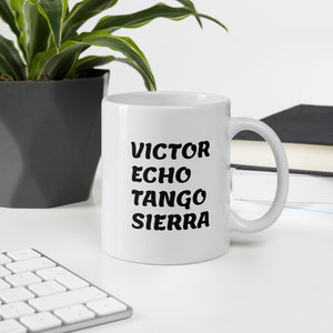 VETS Black letter Coffee mug